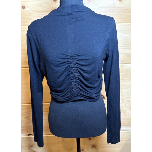 Anthropology Tops - Anthropologie Women's M Black Ruched Long Sleeve Cropped top Stretch Boho